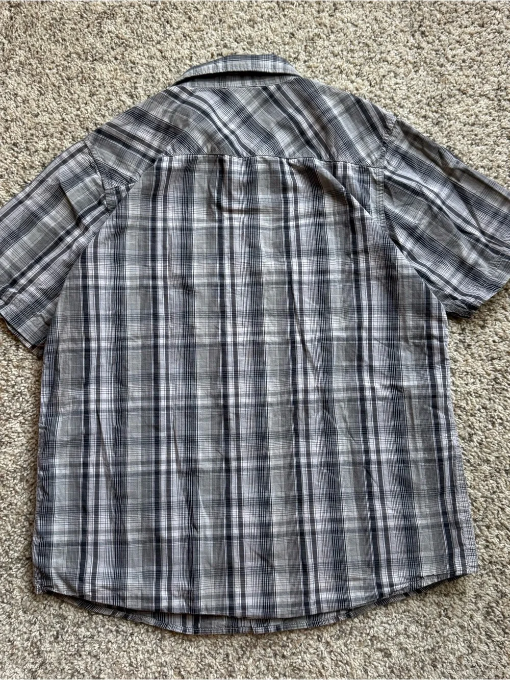 The North Face Shirt Men’s Grey Pearl Snap Short Sleeve Button-Up Check Plaid M
